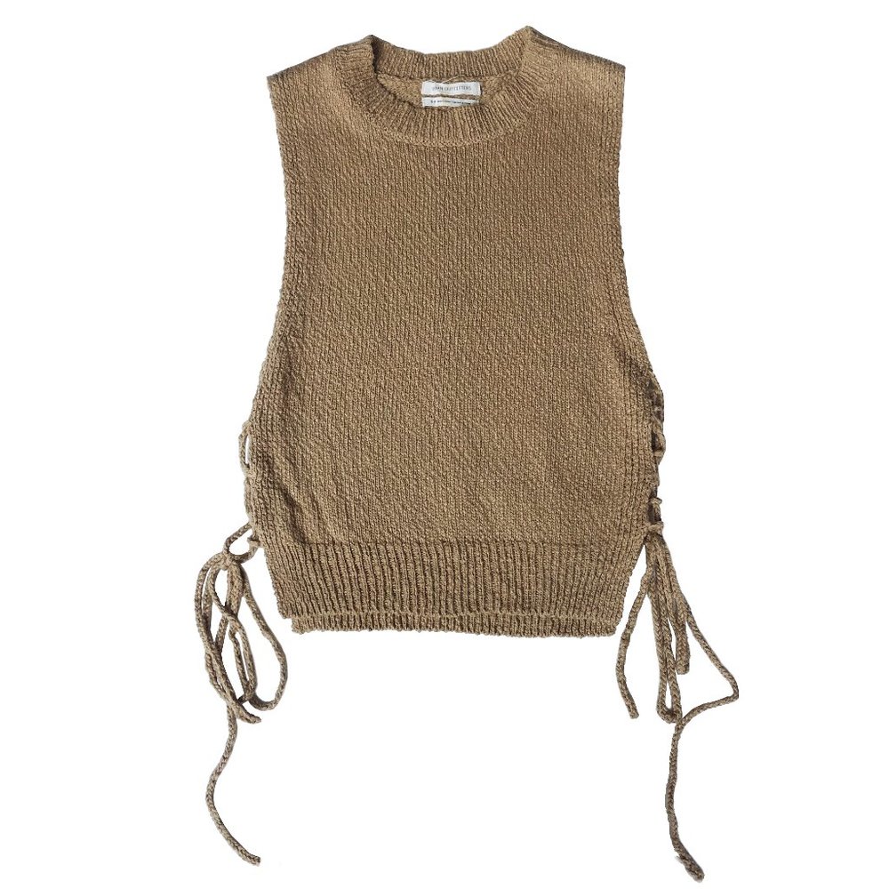 UO tan brown knit side tie cropped tank top